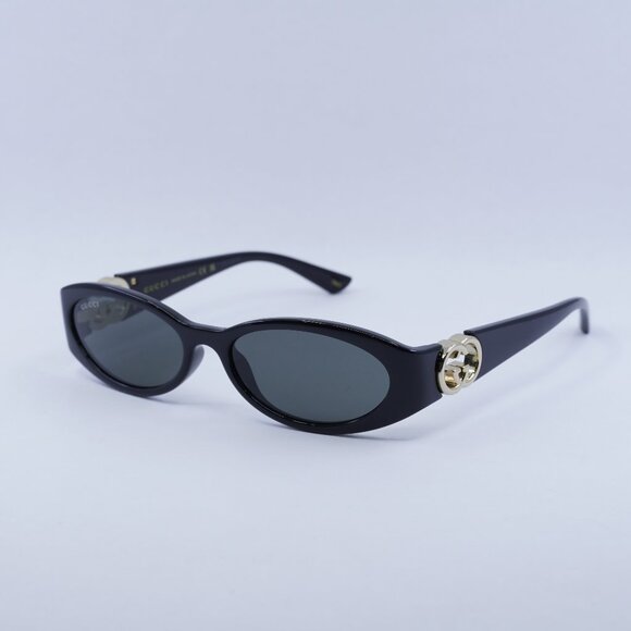 Gucci GG1660S 001 Sunglasses Black Oval Frame, Grey Lenses - Picture 3 of 14